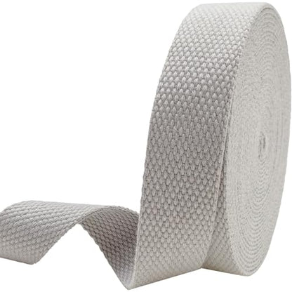 Heavy‑Duty Cotton Webbing Strap 1''x6yds Gray for Bags | 2mm thick webbing for dog collars, backpack, bag handles, apron straps, slings, sewing repairs & DIY craft projects. - color: Gray