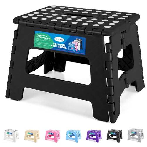 Dyforce Kids Step Stool 9 Inch, 300lbs Folding Step Stool for Toddler | Step stool for kids Black,Anti-slip Heavy Duty with Handle, Lightweight Foldable Stool for Bathroom Kitchen Bedroom Outdoor - color: Black, size: 9inch