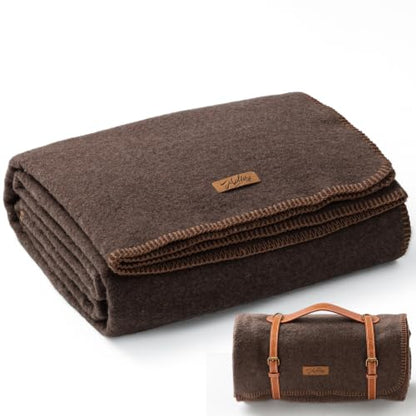 Molithe 100% Wool Blanket, 62" x 86", Warm, Thick, Military, Camping Gear - color: Brown, size: Large