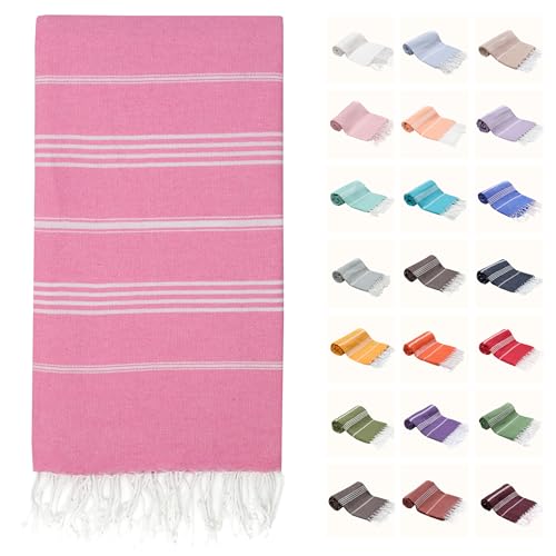 PARK&OZ Turkish Beach Towel – Single Pack Oversized 100% Cotton Quick-Dry & Sand-Free 72"x40" – Ultra-Absorbent, Lightweight & Compact Pool Towel for Beach, Travel, Spa, Gym, Camping & Home(Pink) - color: Pink