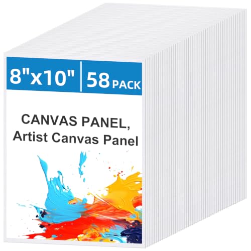 58 Pack Canvas Boards for Painting 8x10 Inch, Canvases for Painting for Acrylic Oil Tempera Watercolor Paints