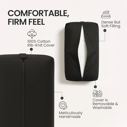 Rectangular Cotton Yoga Bolster, Yoga Pillow, Yoga Cushion, Yin yoga Bolster, Iyengar yoga bolster - color: Black