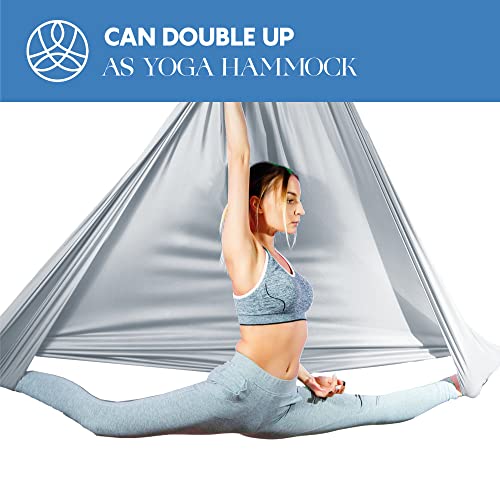 Aerial Silks Starter Kit, 9 Yards, Aerial Yoga Hammock, Hardware - color: Silver