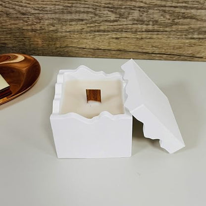 Square Box Mold with Irregular Edges, Creative Candle Vessels Jewelry Holder Resin Concrete Molds, Unique Storage Container Jar Dish Display Silicone Molds DIY Epoxy Resin Art Craft Kit - color: Irregular Square Box with Lid