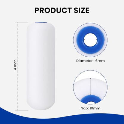 Mister Rui 4 Inch Foam Paint Roller Covers, 10-Pack for Cabinets & Doors - color: 10 Pcs 4" Double-rounded
