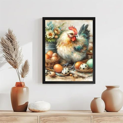 Chicken Diamond Art Kits for Adults,Diamond Painting Kits 12X16 Inch | 5D Diamond Art Paintings for Beginners,Round Full Drill Diamond Dot Tools Kit,Extra Diamonds,Stress Relief Craft,DIY Gift - color: Chicken-260204