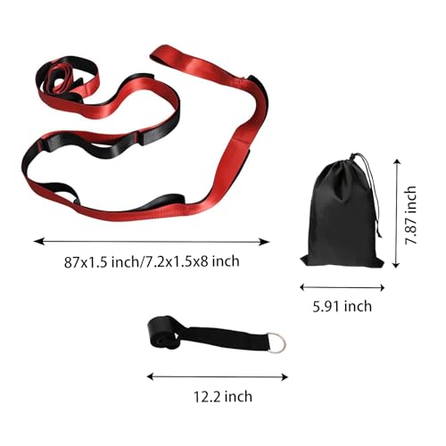 Calf Stretcher Multi Loop Stretch Strap - Physical Therapy Strap for Stretching, Calf Stretch Yoga Belt with Loops, Hamstring Stretcher, Leg Stretch Band, Fascia Stretcher & Arch Support Bands for Feet - color: Red