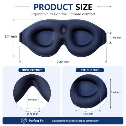 ALASKA BEAR Memory Foam Sleep Mask, Contoured Eye Cups for Women Men, Blue - color: A1 Haze Blue