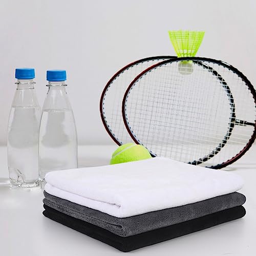 SINLAND Microfiber Gym Towels, Workout Sweat Towel 16x32In - color: Black+white+grey