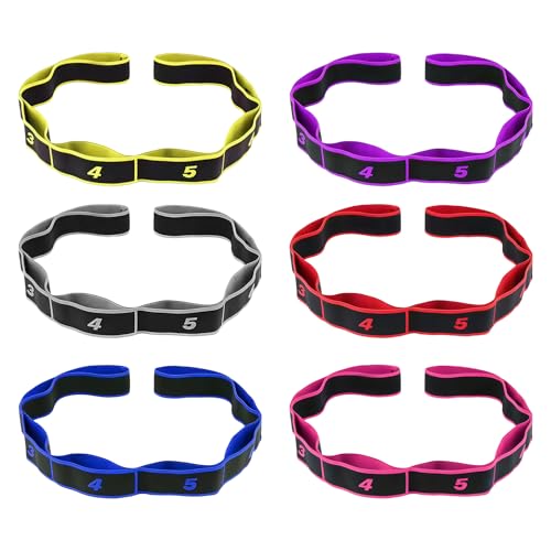 8-Section Dance Stretching Belt, Multi-Loop Pilates Pull Strap with Numbers, Elastic Latin Dance Stretch Band for Yoga, - color: Gray