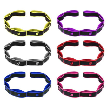8-Section Dance Stretching Belt, Multi-Loop Pilates Pull Strap with Numbers, Elastic Latin Dance Stretch Band for Yoga, - color: Gray