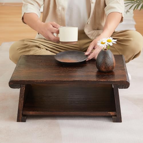 Folding Japanese Low Floor Table,Small Wood Meditation & Altar Table - size: 19.7"x11.8"x7.9"