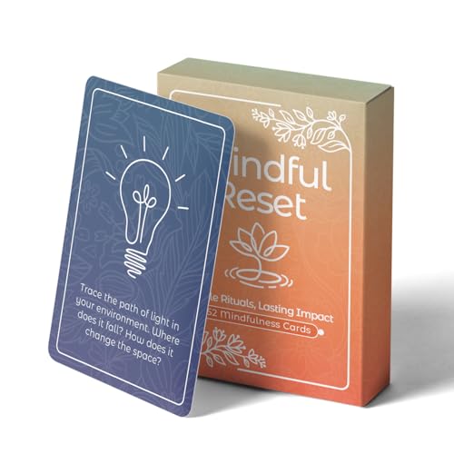 52 Mindfulness Cards for Stress Relief & Everyday Calm, 60-Second Self Care Prompt Deck for Gratitude, Grounding & Meditation, Wellness Gifts for Women and Men