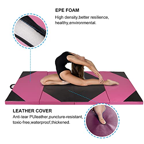 Polar Aurora 4'x10'x2 Thick Folding Gymnastics Exercise Mat Aerobics Stretching Yoga Mats - color: New Red-Black