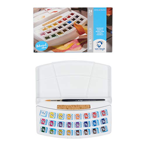 Van Gogh Watercolor Paint Set, Plastic Pocketbox, 24-Half Pan Botanical Selection - color: 24 Botanical (Plastic Pocketbox), style: Half Pan