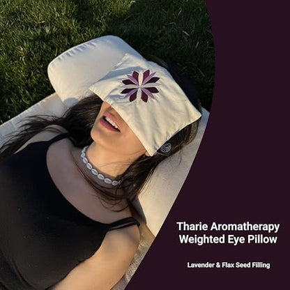 Tharie Organic Cotton Aromatherapy Eye Pillow with Flaxseed & Lavender, Hot & Cold Use, 23 x 13 cm