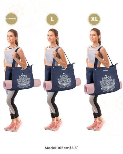 Gonex Yoga Mat Bag with Zipper Mat Carrier Canvas Gym Tote | Durable Canvas, Zipper Closures Prevent Slipping, Quick Access, Bottle Holder, Fits Yoga Blocks, Gym & Travel Use - color: Blue, size: Large(17.7×6.1×15.3inch)