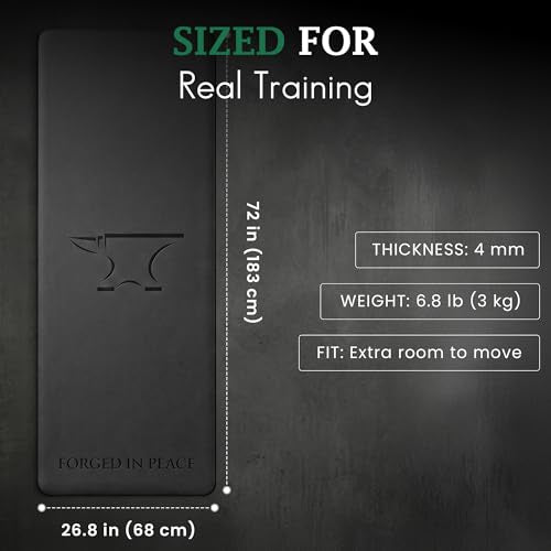 Men’s Yoga Mat – Premium Non-Slip Surface, High-Grade Strength & Durability, Extra Grip & Cushion, Black