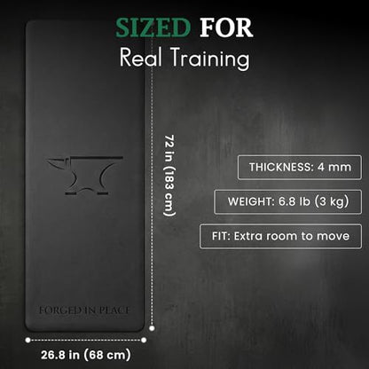 Men’s Yoga Mat – Premium Non-Slip Surface, High-Grade Strength & Durability, Extra Grip & Cushion, Black