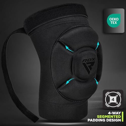 RDX Knee Pads for Work, Oeko TEX Certified, Anti-Slip Protective Thick Padded Foam Pad, Collision Avoidance Sleeves Pair, MMA Muay Thai Grappling Volleyball Football Wrestling Gardening. - color: BLACK, size: Small