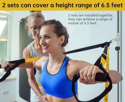 Adjustable Wall-Mounted Anchor Fitness System with Automatic Locking Function， Resistance Band Wall Anchor Exercise Equipment for at Home Gym Fitness Workout,Black