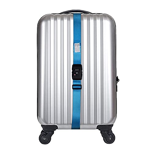Heavy Duty Luggage Straps TSA Approved with Combination Lock Adjustable Travel Belt for Suitcases (Blue) - color: Blue-2
