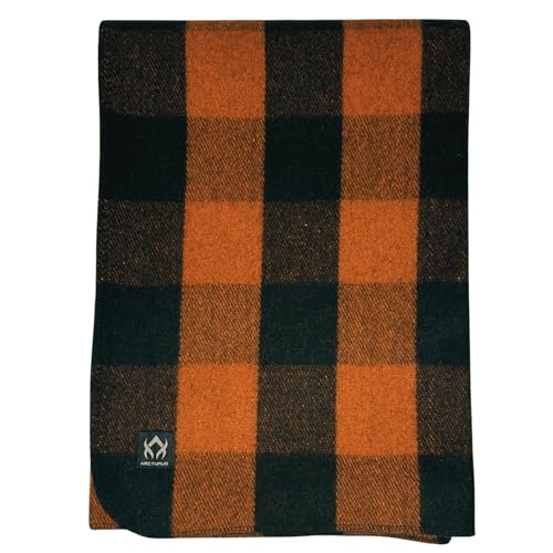 Arcturus Military Wool Blanket - Warm, Thick, Washable - Great for Outdoors, Camping, Stadium Blanket, Picnics, Travel - Car & Bushcraft Survival Kits - color: Orange Buffalo, size: Twin