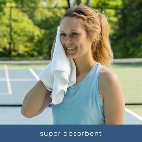 S&T INC. Microfiber Gym Towels, 6 Pack, 16" x 27" | Absorbent and Lightweight, Quick-Dry, Compact for Gym Bag, Yoga and Travel, Machine Washable - color: White