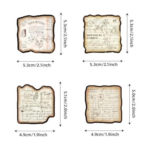 200 Pcs Vintage Scrapbook Journaling Stickers Antique Map Floral Style | for Adults & Teens, Junk Journal, Bullet Planners, Diaries, Collages & DIY Crafts - style: Retro