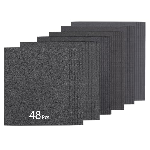 SCOTTCHEN 사포 48개, 113 x 135MM 실리콘 카바이드 습식 건식 샌딩 시트, 80/120/180/240/320/400 그릿, 목재 금속 가구 재마감 녹 제거용 - style: 핸드 샌딩 블록용 사포