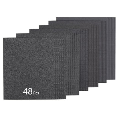 SCOTTCHEN 사포 48개, 113 x 135MM 실리콘 카바이드 습식 건식 샌딩 시트, 80/120/180/240/320/400 그릿, 목재 금속 가구 재마감 녹 제거용 - style: 핸드 샌딩 블록용 사포