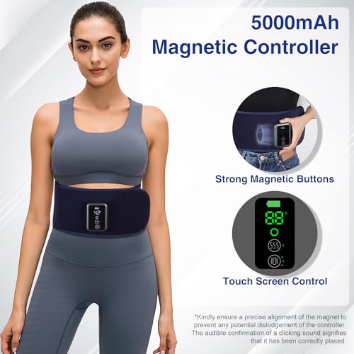 Cordless Back Massager Belt - FSA-HSA Eligible Red Light Therapy Massage Belt with 5 Heating Levels,3 Vibration Modes, Lower Back Massager for Pain Relief Deep Tissue,4 Motors,Battery-Powered (Blue)