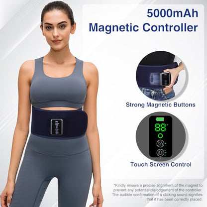 Cordless Back Massager Belt - FSA-HSA Eligible Red Light Therapy Massage Belt with 5 Heating Levels,3 Vibration Modes, Lower Back Massager for Pain Relief Deep Tissue,4 Motors,Battery-Powered (Blue)