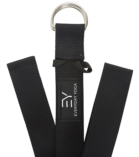 Everyday Yoga Bolster and Yoga Strap Set, Rectangular Meditation Pillow, Super Soft & Lightweight with Carry Handle - Firm Support for Restorative Yoga - Black - Strap 10ft Length