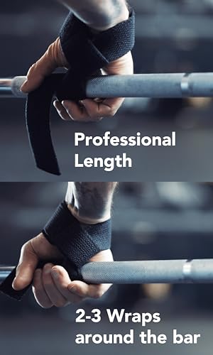 Fitgriff® Lifting Wrist Straps for Weightlifting, Gym, Deadlift, Workout (Made of Premium Cotton & Padded) - Men & Women - color: Black, size: Standard (above 6.3' Wrist)