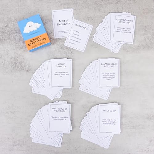 100 Mindful Meditations Cards – Mindfulness & Meditation Self‑Care Prompts | Desk & Travel Deck for Stress Relief, Focus, Motivation & Well‑Being - style: Meditation Cards