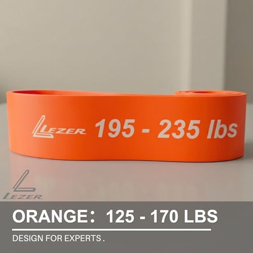 LEZER Resistance Bands - Pull Up Bands for Home Gym Fitness, Stretching, Physical Therapy & Training - Includes Instruction - color: 12 - Orange