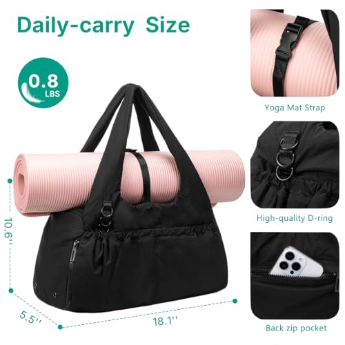 Yoga Mat Bag Yoga Bag for Women with Mat Holder Large Sport Gym Bag with Adjustable Yoga Mat Strap Shoes Compartment - color: Black