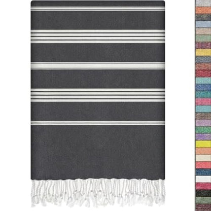 EPHESUS TOWELS Turkish Beach Towel - 38x70 inch Oversized - Sultan Design - Turkish Towel for Beach, Bath, Pool, Gym, Yoga - Prewashed, Lightweight, Quick Dry (Anthracite) - color: Anthracite