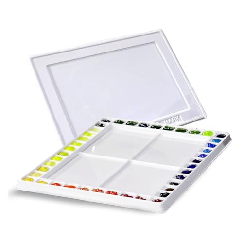 Creative Mark Watercolor Palette with Cover – 42 Wells and 4 Mixing Areas, 12" x 16" Lightweight Plastic Palette for Watercolor, Acrylic, or Gouache Paints