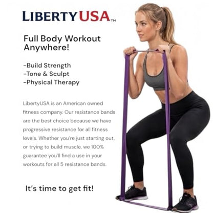 LibertyUSA Resistance Bands, Pull Up Assist Bands - Workout Bands for Strength Training, Exercise, Stretching, Physical Therapy, Fitness for Men & Women
