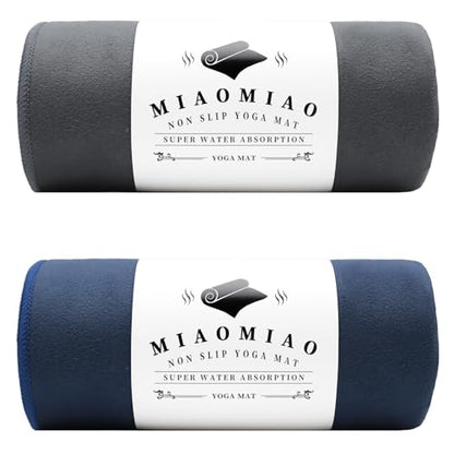 MIAOMIAO 2 Pack Non-Slip Hot Yoga Towel Set,Super Absorbent Microfiber in, 24.5" x 72" - Anti-Slip, Injury Free Design for Pilates, Yoga Mats, Exercise, and Fitness Gear Carbon Grey/Navy Blue - color: Z-carbon Grey/Navy Blue(2 Pack)