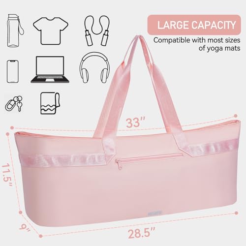 Large Yoga Mat Tote Bag for Women with Holder Strap,Pilates Gym Tote Bag with Shoes Bag & Wet Pocket