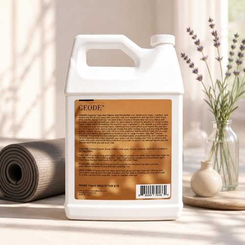 Yoga Mat Cleaner & Deodorizer Spray – Lavender Essential Oil Formula for Yoga Mats, Pilates Reformers & Gym Equipment – Natural No-Residue Workout Mat Cleaner, Non-Toxic Daily Cleaning Spray (128 Oz) - size: 128 Fl Oz (Pack of 1)