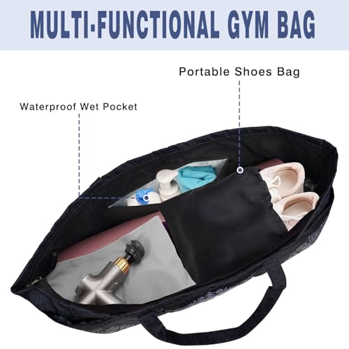 Yoga Mat Bag Yoga Mat Carrier with Shoes Compartment & Wet Pocket Pilates Bag with Zipper Pockets & Yoga Mat Holder Strap Yoga Bags and Carriers Fits All Your Stuff - color: Mandala Black