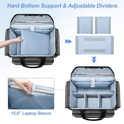Trunab Rolling Medical Bag with Trolley & Dividers, Nurse Responder Tote - color: Grey