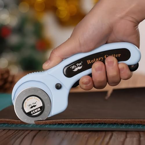 Mr. Pen- 45mm Rotary Cutter with 1 Extra Blade, Ergonomic Handle | Rotary Cutter for Fabric - color: Light Blue