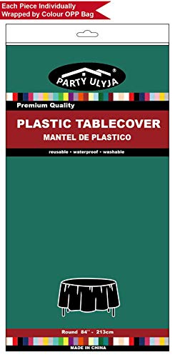 Dark Green PEVA Tablecloths 2 Pack - 84 Inch Circle, 6 ft Round - Disposable Table Covers for BBQ, Birthday, Wedding Parties - Hunter Green, Forest Green - color: B04 Dark Green