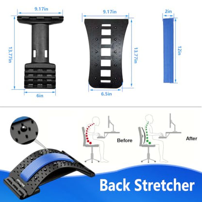 Back Stretcher - 4-Level Adjustable Lumbar Support Board & Back Cracker for Lower Back Pain Relief, Home Office Use (Blue) - color: Blue