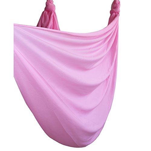 Aerial Yoga Hammock 5.5 Yards Yoga Swing Pilates Silk Home Gym Fitness Include hardware,Daisy Chain, Pose Guide - color: Cherry Pink